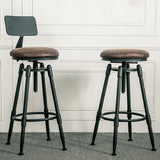 Industrial Armless Rotatable Counter Stool Iron Bar Stool with  Pedal