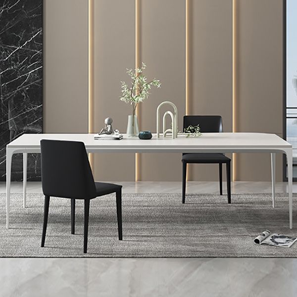 Modern White Sintered Stone Dining Table Rectangle Home Use Table with 4 Legs Clearhalo ' dining_table' 'Dining Tables & Seating' 'Dining Tables' 'Furniture' 'furniture_dining_table' 'Kitchen & Dining Furniture' 'kitchen&dining_furn' 'kitchen' 'kitchen_dining_table' 1200x1200_e8862309-e54e-4b0c-96a5-6f986f70ebbc