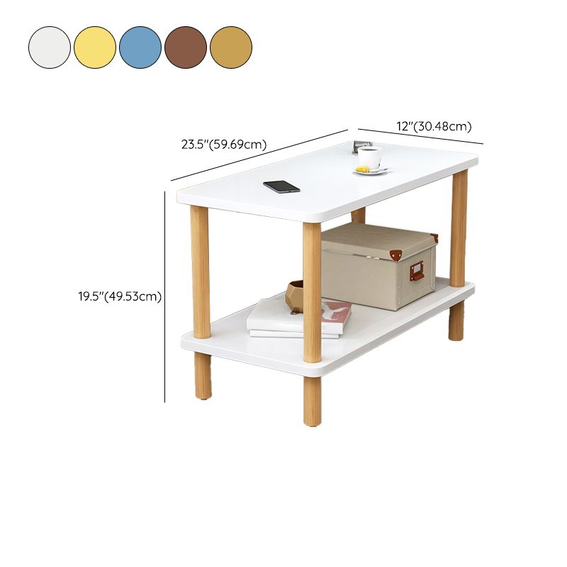 Contemporary Wooden Living Room Side Table 2-Tier with Storage