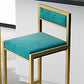 Indoor Glam Counter Stool Footrest Low Back Rectangle Upholstered Dining Stool