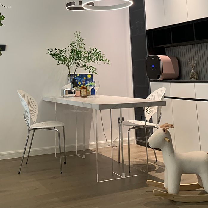 Modern Acrylic Dining Table Set 1/2/3/5 Pieces Rectangle Sintered Stone Top Dinette Set Clearhalo 'Dining Room Sets' 'Dining Tables & Seating' 'dining_room_set' 'furn' 'furn_dining_room_set' 'Furniture' 'furniture_dining_room_set' 'Kitchen & Dining Furniture' 1200x1200_e8887fe5-8b88-4e3e-b30c-4d4d38fbb161