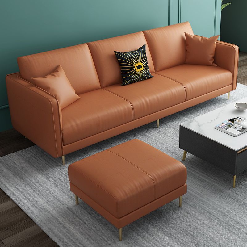 32.28" D x 72.83" W x 33.07" H Faux Leather Tuxedo Arm Sofa with Bolster Pillows Clearhalo 'furn' 'furn_sofas' 'Furniture' 'furniture_sofas' 'kitchen' 'kitchen_sofas' 'Living Room Furniture' 'Sofa' 'sofas' 1200x1200_e888ec21-5892-4acb-9397-decac8db0c75