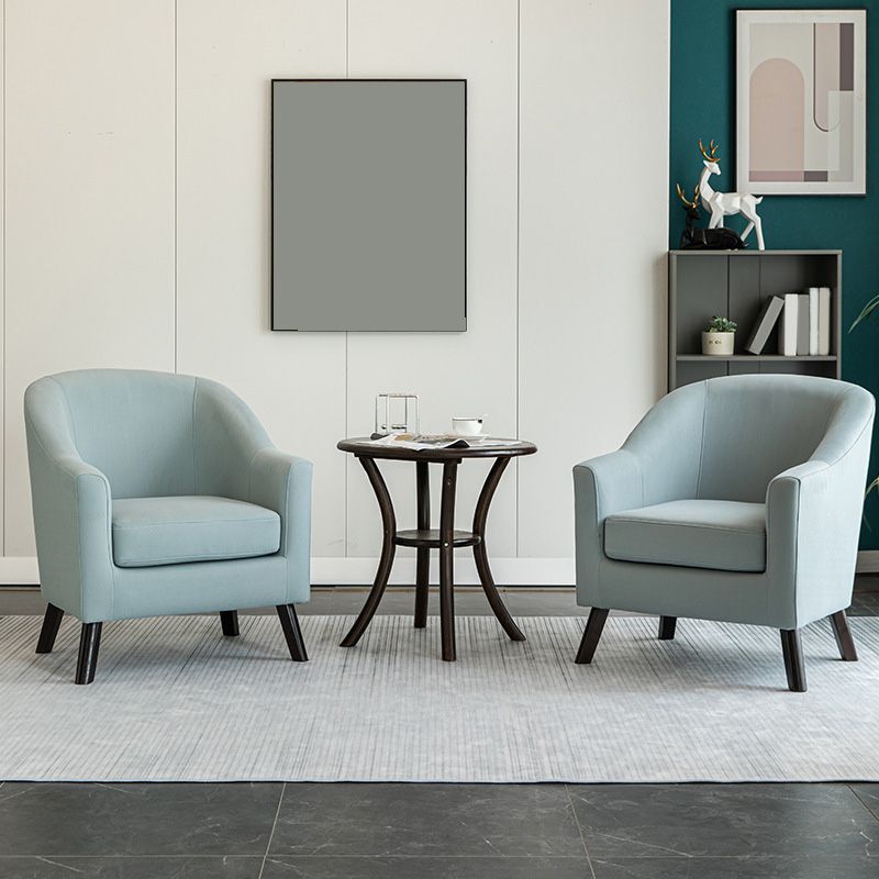 26.77" L * 27.55" W * 32.67" H Bonded Leather Barrel Accent Chair Sloped Arms Barrel Chair Clearhalo 'Accent Chairs' 'accent_chairs' 'Chairs & Seating' 'furn' 'furn_accent_chairs' 'Furniture' 'furniture_accent_chairs' 'Living Room Furniture' 1200x1200_e88b09f7-5df3-4087-8c33-1521c46938a2