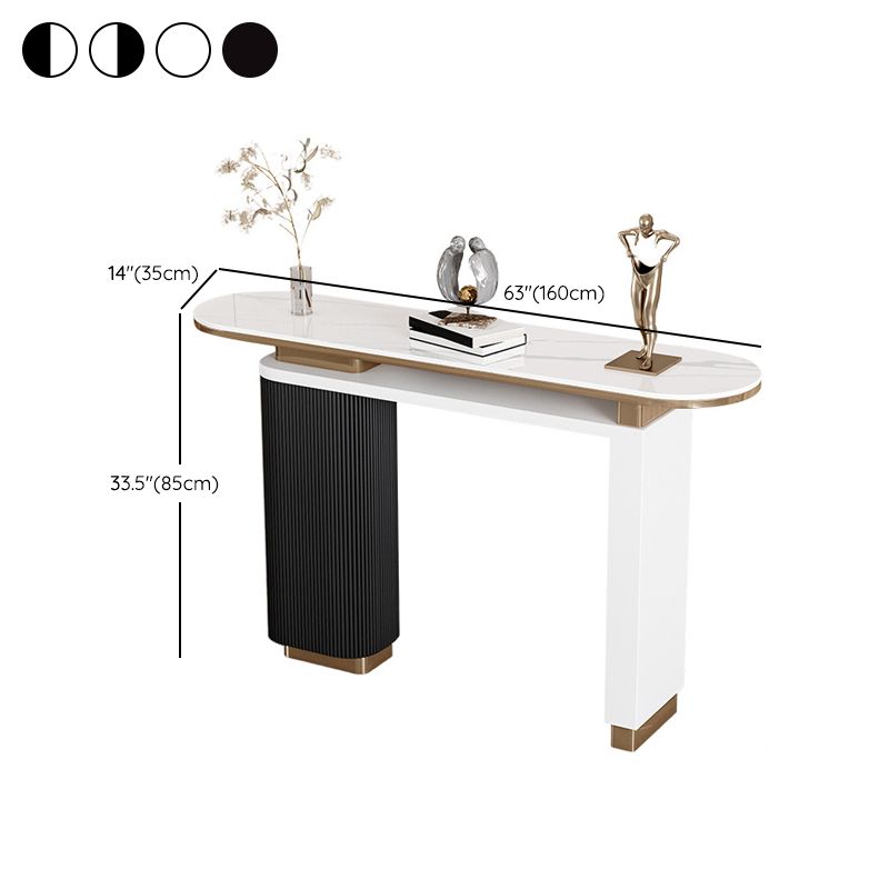 Glam Stone Console Table Oval Shape Console Sofa Table for Hall Clearhalo 'Console Tables' 'console_tables' 'Entry & Mudroom Furniture' 'furn' 'furn_console_tables' 'Furniture' 1200x1200_e88b0cda-62ff-4fc8-9e50-db8be339efc5