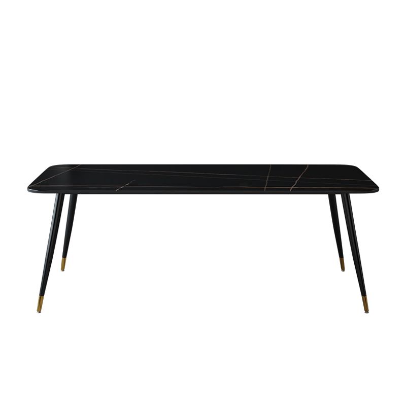 Mesa de piedra sinterizada industrial para mesa de comedor negro rectangular de restaurantes con 4 patas