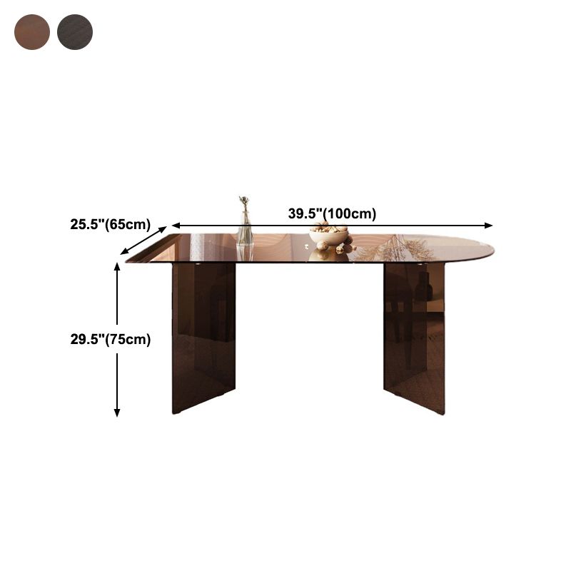 Tempered Glass Dining Table for Restaurant Modern Free Form Table with Double Pedestal Clearhalo 'Dining Tables & Seating' 'Dining Tables' 'dining_table' 'furn' 'furn_dining_table' 'Furniture' 'furniture_dining_table' 'Kitchen & Dining Furniture' 'kitchen' 'kitchen_dining_table' 1200x1200_e88bf4ec-1b0f-4606-be94-e16184c524bf
