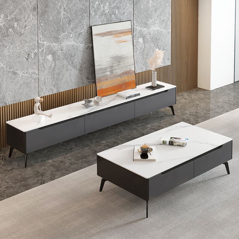 Rectangular Slate Top Coffee Table with 4 Drawers Metal 4 Legs Cocktail Table Clearhalo 'Coffee & Accent Tables' 'Coffee Tables' 'coffee_tables' 'furn' 'furn_coffee_tables' 'Furniture' 'furniture_coffee_tables' 'Living Room Furniture' 1200x1200_e88dcf47-79b3-4708-b5d7-60b824b68ef7