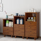 Contemporary Bedroom Wooden Storage Chest Vertical Chest in Brown with Drawers