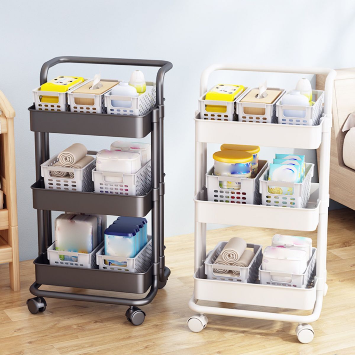 Movable Plastic Bookshelf Nordic Home Open Bookcase with Casters Clearhalo 'Bookcases' 'furn' 'furn_bookcases' 'Furniture' 'Office Furniture' 1200x1200_e88f8aea-8faf-4409-94c2-07b1ab6aed9c