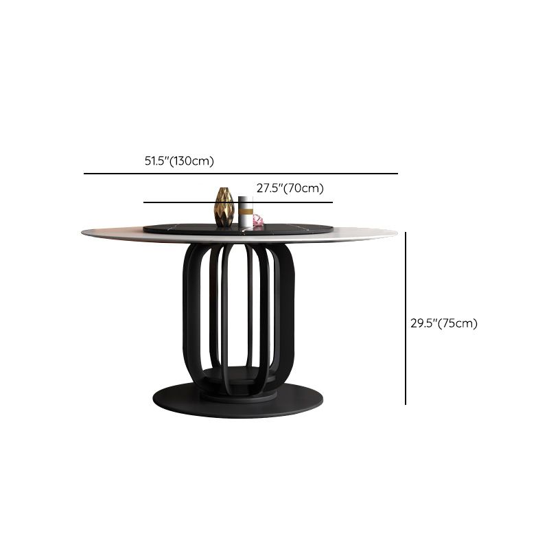 Round Stone Top Dining Table Contemporary Dining Table with Metal Pedestal Base Clearhalo 'Dining Tables & Seating' 'Dining Tables' 'dining_table' 'furn' 'furn_dining_table' 'Furniture' 'Kitchen & Dining Furniture' 1200x1200_e88fabd0-2e3c-4527-ab5e-e1f4d2f0dc54