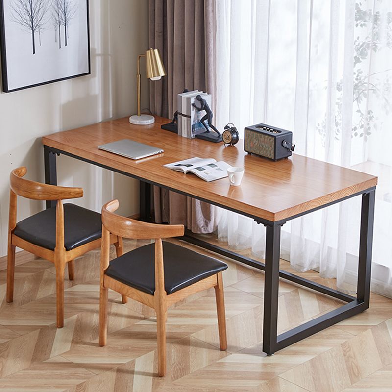 Industrial Solid Wood Writing Desk Sled Base 29.53" Tall Office Desk with Iron Legs Clearhalo 'furn' 'furn_office_desk' 'Furniture' 'Office Desks' 'Office Furniture' 'office_desk' 1200x1200_e8923d1e-bd38-4dc2-b248-73eb71acf7c7