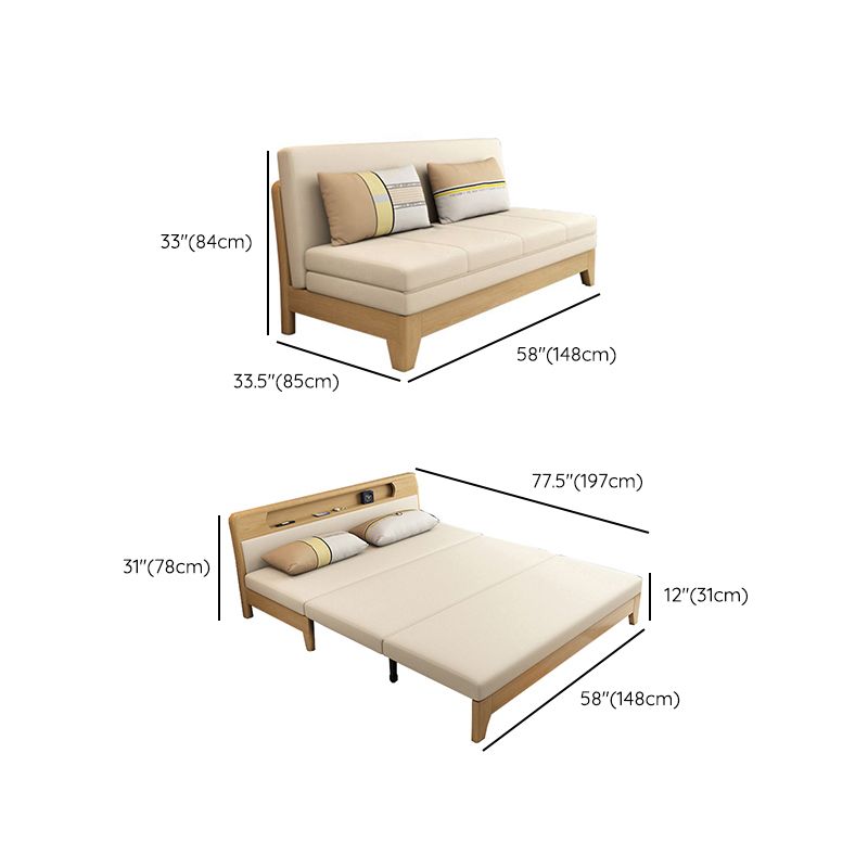 Armless Convertible Sofa Bed with Pillows Seating with Storage