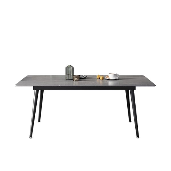 Industrial Rectangle Dining Site Table Black Tripod Base Dining Table with Stone Top