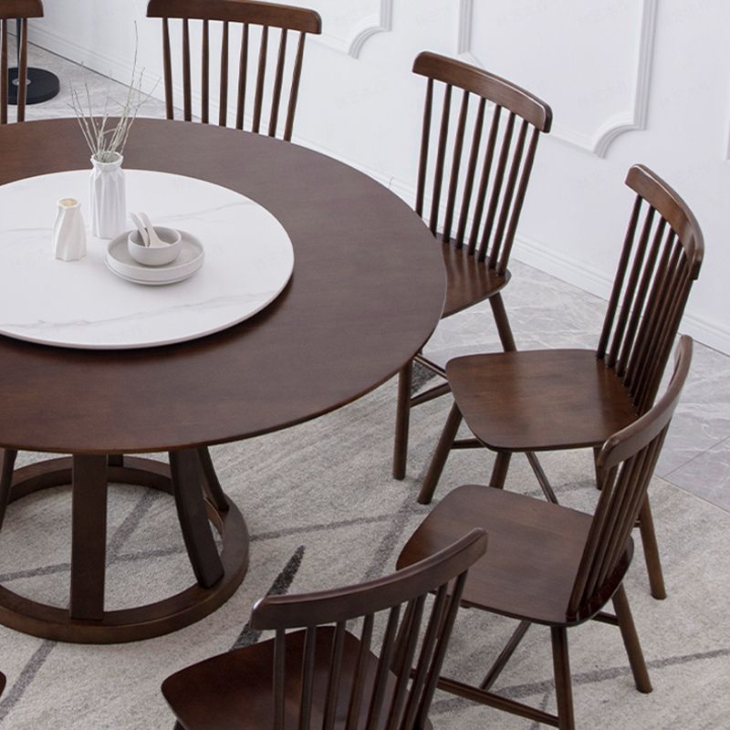 Modern Style Solid Wood Dining Table Brown Round Table with Pedestal Base Clearhalo ' dining_table' 'Dining Tables & Seating' 'Dining Tables' 'furn' 'furn_dining_table' 'Furniture' 'furniture_dining_table' 'Kitchen & Dining Furniture' 'kitchen&dining_furn' 'kitchen' 'kitchen_dining_table' 1200x1200_e8933c66-b231-4696-8a05-50cf5f220d7d