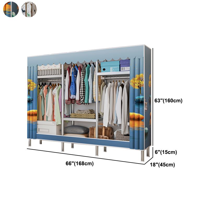 Contemporary Bedroom Wardrobe Metal Wardrobe Closet with Shelves Clearhalo 'Armoires & Wardrobes' 'armoires_wardrobes' 'Bedroom Furniture' 'furn' 'furn_armoires_wardrobes' 'Furniture' 1200x1200_e89453f0-c5bc-4c72-91fe-a560cb3ca498