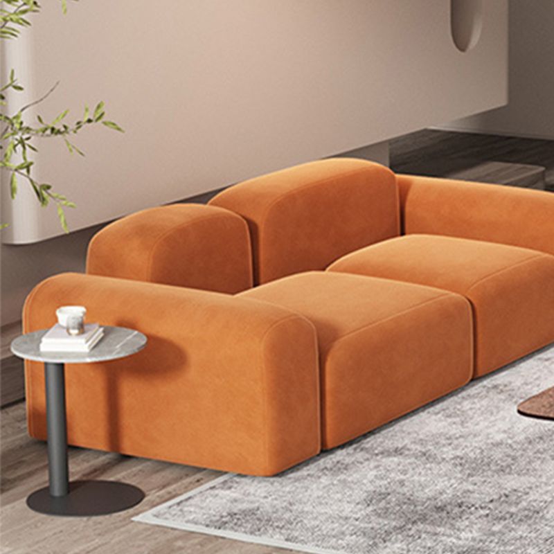 Sofá de brazo redondo Sofá estándar de lana contemporánea en acabado naranja