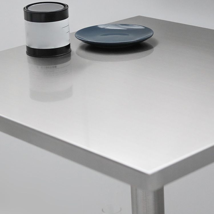 Tavolo da pranzo quadrato industriale metallico tavolo in acciaio inossidabile con piedistallo