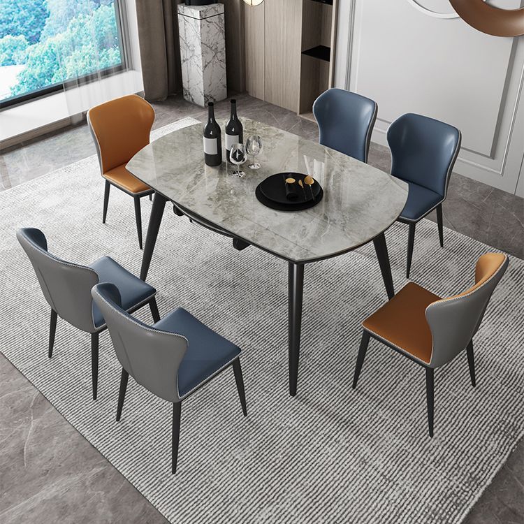 Sintered Stone Top Extendable Round Kitchen Table Modern Dining Table with 4 Legs Clearhalo ' dining_table' 'Dining Tables & Seating' 'Dining Tables' 'furn' 'furn_dining_table' 'Furniture' 'furniture_dining_table' 'Kitchen & Dining Furniture' 'kitchen&dining_furn' 'kitchen' 'kitchen_dining_table' 1200x1200_e899a259-2065-4abd-aa72-67d083434982