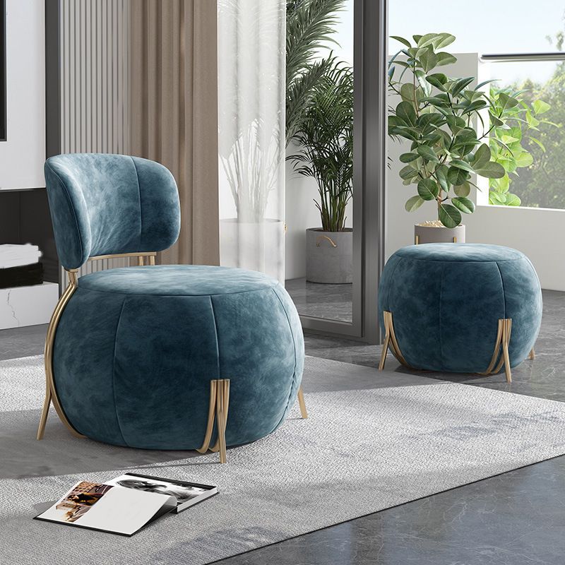 Blue Armless Lounge Chair Armless Fixed Back Bedroom Ottoman Set Clearhalo 'Accent Chairs' 'accent_chairs' 'Chairs & Seating' 'furn' 'furn_accent_chairs' 'Furniture' 'Living Room Furniture' 1200x1200_e89dca55-5c9d-488b-ba0e-b0ba8b149d7f