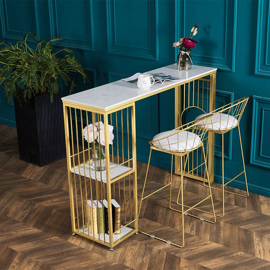 Set di tavolo da bar glam 1/2/3 pezzi Raccongo in pietra rettangolo con sgabelli alti per cucina