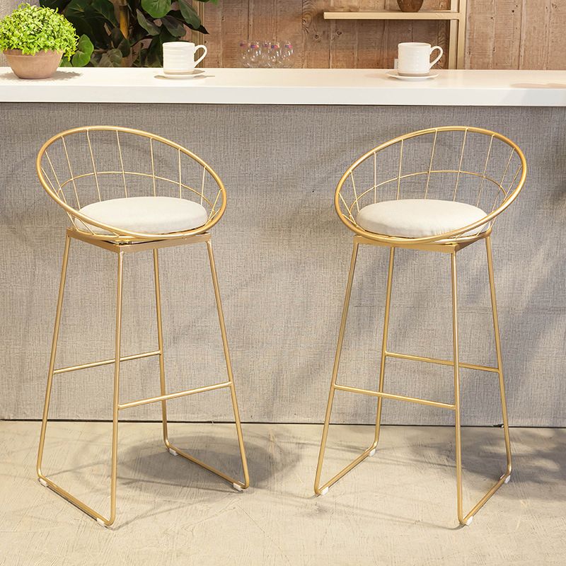 Scandinavian Metal Fabric Counter Stools White Low Back Bar Stools with Round Seat Clearhalo 'Bar Furniture' 'Bar Stools' 'bar_stools' 'furn' 'furn_bar_stools' 'furniture_bar_stools' 'Kitchen & Dining Furniture' 'kitchen&dining_furn' 'kitchen' 'kitchen_furn' Furniture' 1200x1200_e8a0cad9-d1a7-48b3-8339-fbb80055b090