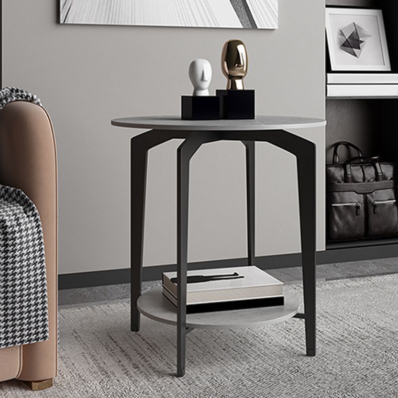 Minimalistische ronde hoektafel leisteen 4 poten banken bijzettafel met opslag