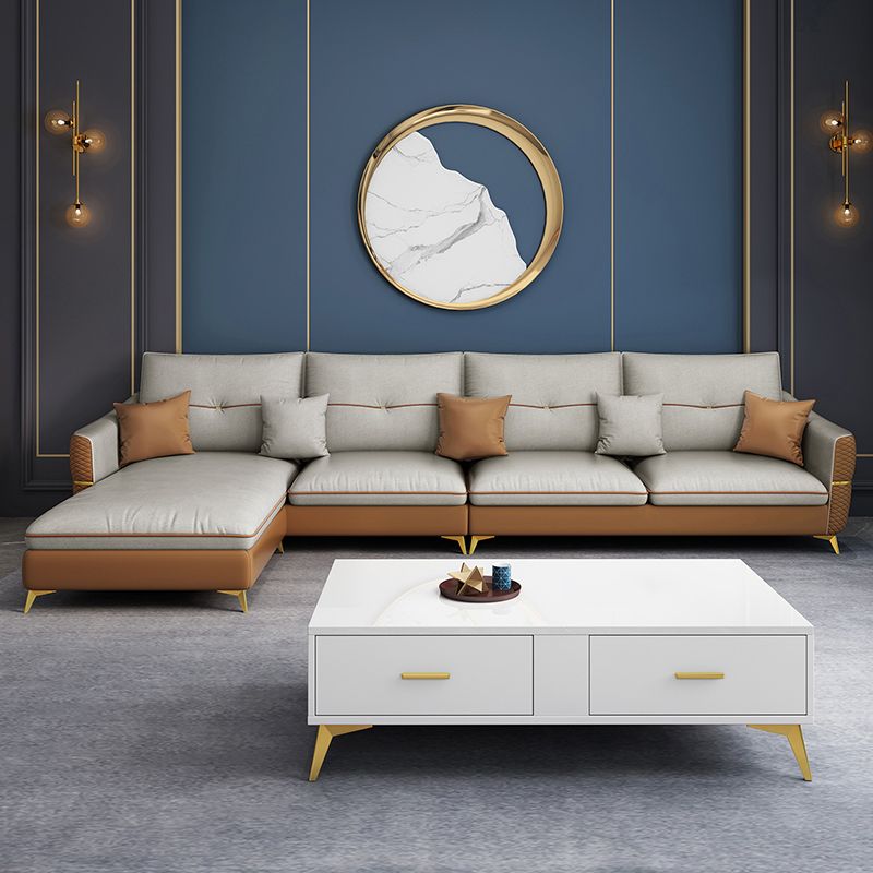 ARME SLOPED Sectional Sectional Modern 5 places en cuir en cuir