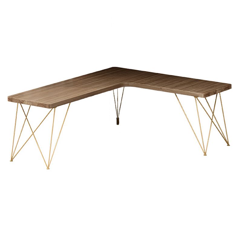 Glam Style Office Desk Solid Wood L-Shaped Desk with Gold Frame Clearhalo 'furn' 'furn_office_desk' 'Furniture' 'furniture_office_desk' 'Office Desks' 'Office Furniture' 'office_desk' 1200x1200_e8a52265-3633-4f5a-be44-834564ff8206