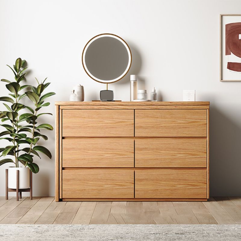 Roble contemporáneo con cajón para el dormitorio de espejo natural.