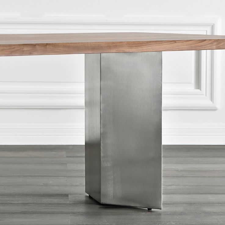 Rectangle Glam Dining Table Solid Wood Brown Fixed Table with Double Pedestal Base Clearhalo ' dining_table' 'Dining Tables & Seating' 'Dining Tables' 'Furniture' 'furniture_dining_table' 'Kitchen & Dining Furniture' 'kitchen&dining_furn' 'kitchen' 'kitchen_dining_table' 1200x1200_e8a82829-fb3e-4b67-a621-ea53e9bcacd9