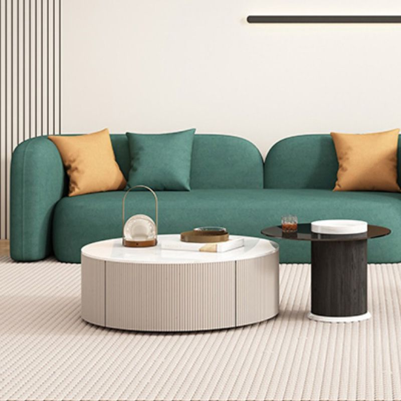 33" Wide Contemporary Sofa Forest Green Leather Stationary Seating