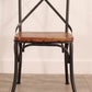 Industrial Cross Back Side Chair Metal Dining Armless Indoor Chair