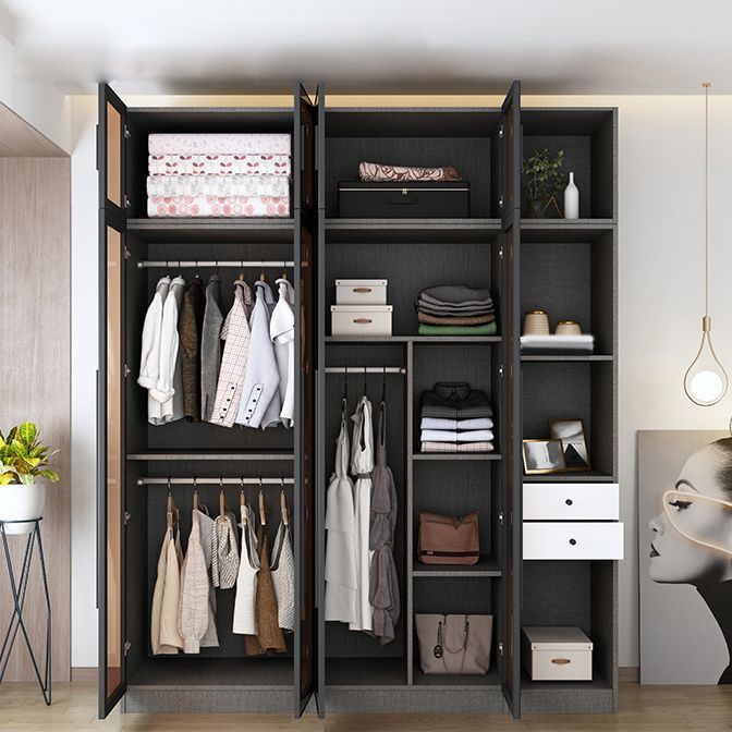 Armadio di vetro contemporaneo morbido armadio per porte chiuse per camera da letto