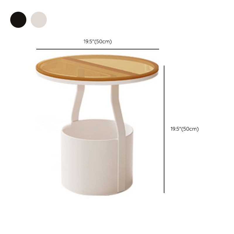 Modern 19.68-inch Tall Metal Abstract Side Table Round Top End Table with Storage Clearhalo 'Coffee & Accent Tables' 'End & Side Tables' 'end_side_tables' 'furn' 'furn_end_side_tables' 'Furniture' 'Living Room Furniture' 1200x1200_e8accd59-8af7-41e4-af1b-fb6e7255af04