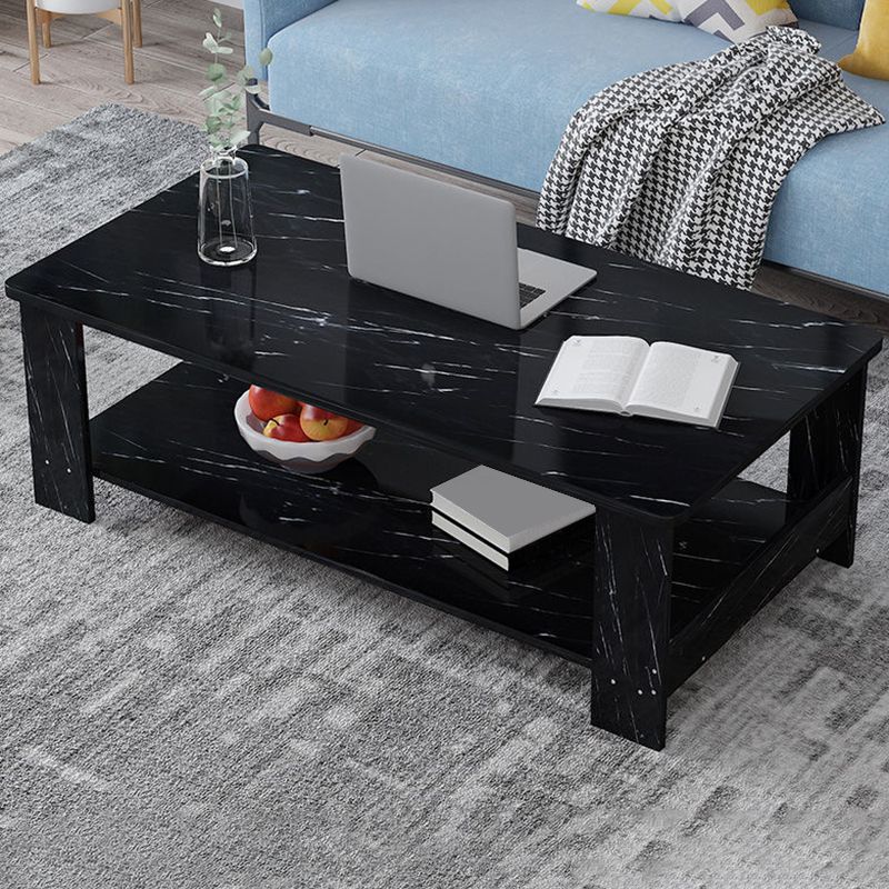 Moderner Couchtisch aus Holz mit Stauraum und Bündeltischen mit 4 Beinen