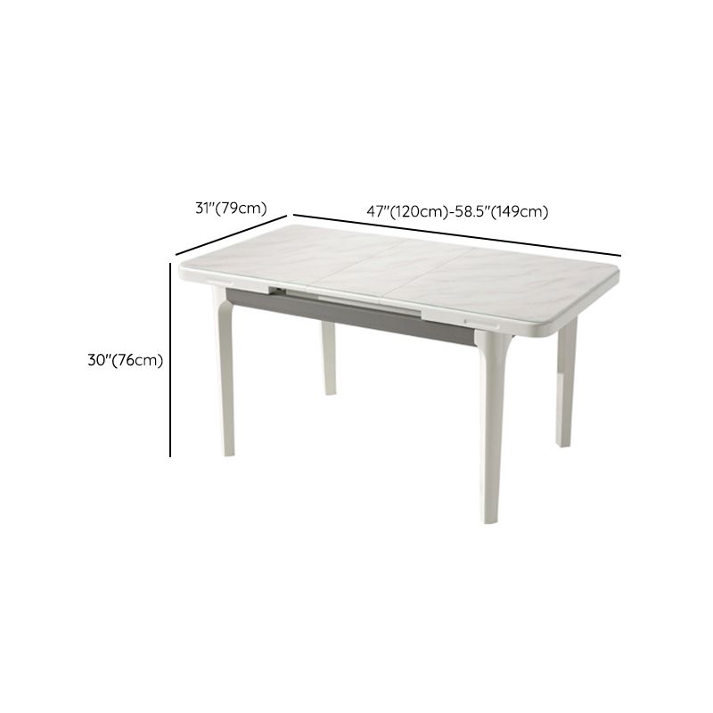 Contemporary Dining Table for Home White Dinette Table with Wooden Frame