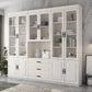 Modern Style Closed Back Bookshelf Solid Wood Bookcase with Cabinets