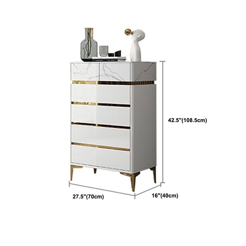 Cómoda de dormitorio Glam Stone, cómoda de almacenamiento de 16" de ancho en blanco con cajones