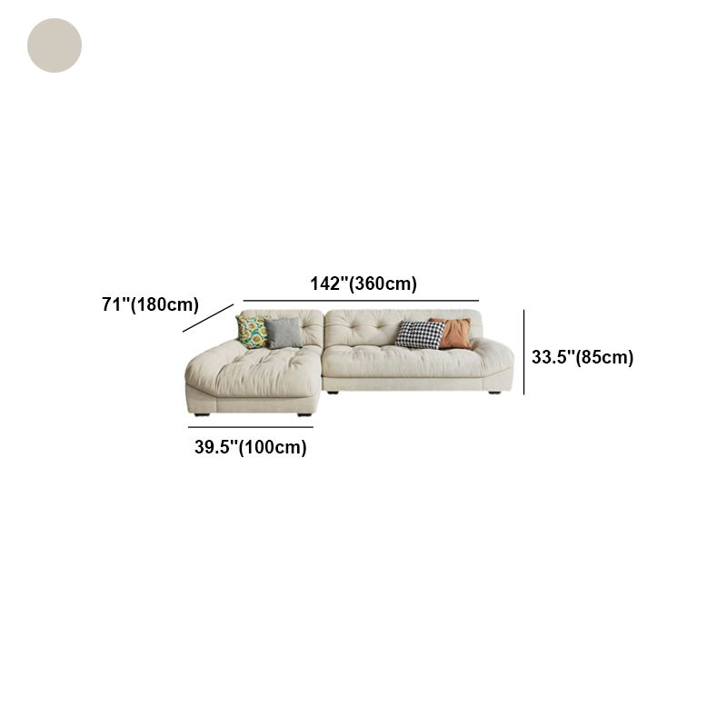 Cream-white Sectional down Padded Tufted Back Tech/flannelette Sofa
