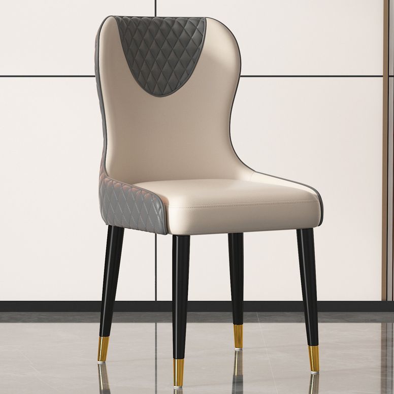 Modern Style Leather Chair Armless Parsons Chair with Wooden Legs for Kitchen Clearhalo ' kitchen&dining_furn' 'Dining Chairs' 'Dining Tables & Seating' 'dining_chair' 'furn' 'furn_dining_chair' 'Furniture' 'furniture_dining_chair' 'Kitchen & Dining Furniture' 'kitchen' 1200x1200_e8b51da9-38bf-4f36-a6f7-ef883ceb5919