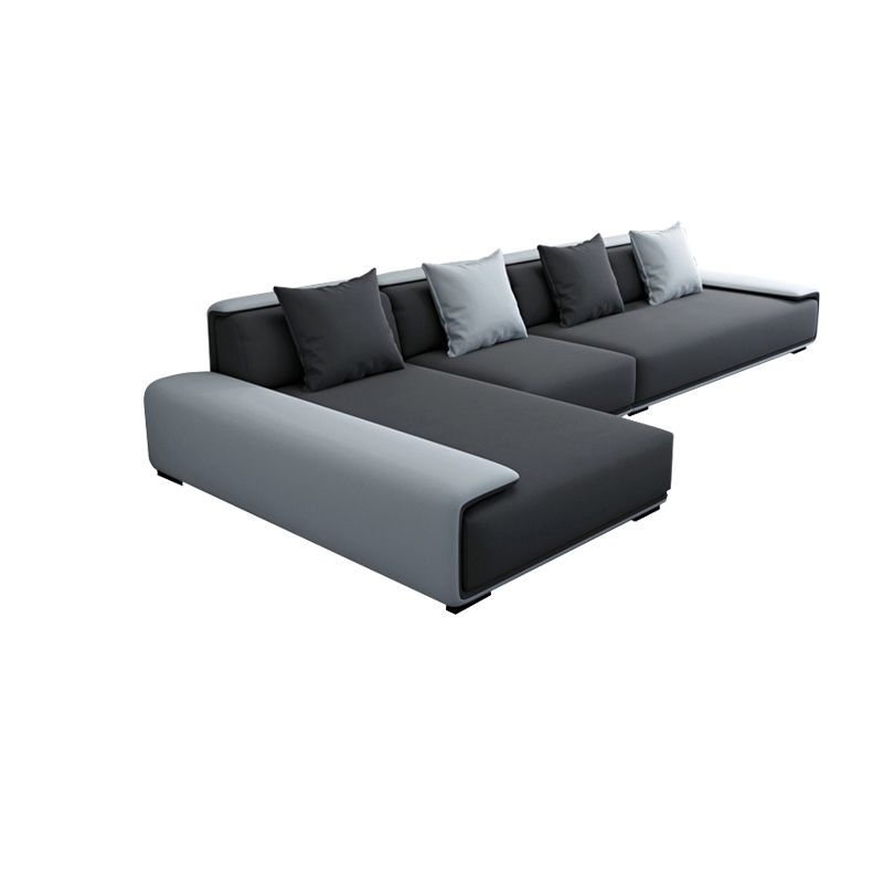 Dark Grey Modular Sectional with Square and Pillow Back Cushion Clearhalo 'furn' 'furn_sectionals' 'Furniture' 'furniture_sectionals' 'kitchen' 'kitchen_sectionals' 'Living Room Furniture' 'Sectionals' 1200x1200_e8b7ab4e-c4ce-408e-9ced-0e692f711fc4