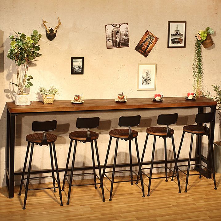 Natural Wood Top Bar Table Rectangle Industrial Footrest Indoor Bar Dining Table Clearhalo 'Bar Furniture' 'Bar Tables' 'bar_tables' 'furn' 'furn_bar_tables' 'Furniture' 'furniture_bar_tables' 'Kitchen & Dining Furniture' 1200x1200_e8bc1eb7-67cb-4e7b-82b0-851a84ab862c