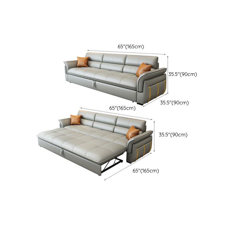 Divani convertibili in pelle glam braccia svasate pieghevoli.