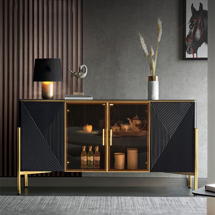 Sideboard -Glastüren im Glam -Stil Steinseitenbrett mit Schränken