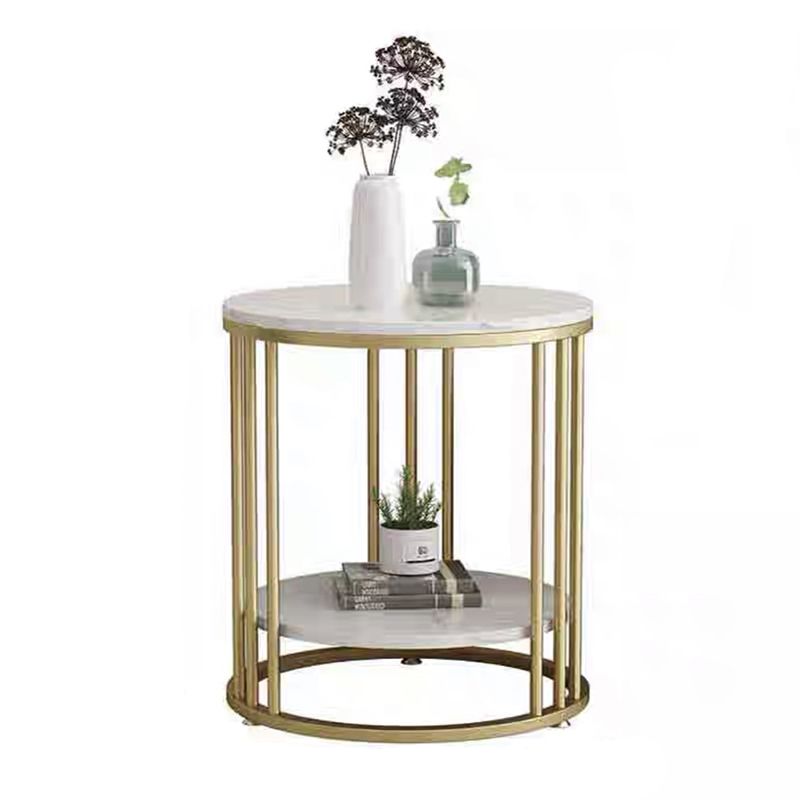 Frame Base Design Gold/ Black Metal Slate Top White Rectangular Side Table Clearhalo 'Coffee & Accent Tables' 'End & Side Tables' 'end_side_tables' 'furn' 'furn_end_side_tables' 'Furniture' 'Living Room Furniture' 1200x1200_e8c21b64-a96f-4b5a-a153-b97e4a30c175