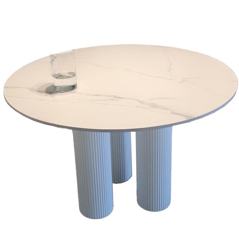 Contemporary Round Dinette Table Sintered Stone and Solid Wood Top Table Clearhalo 'Dining Tables & Seating' 'Dining Tables' 'dining_table' 'furn' 'furn_dining_table' 'Furniture' 'Kitchen & Dining Furniture' 1200x1200_e8c389eb-d0d3-4306-bc38-1c73796f6c29