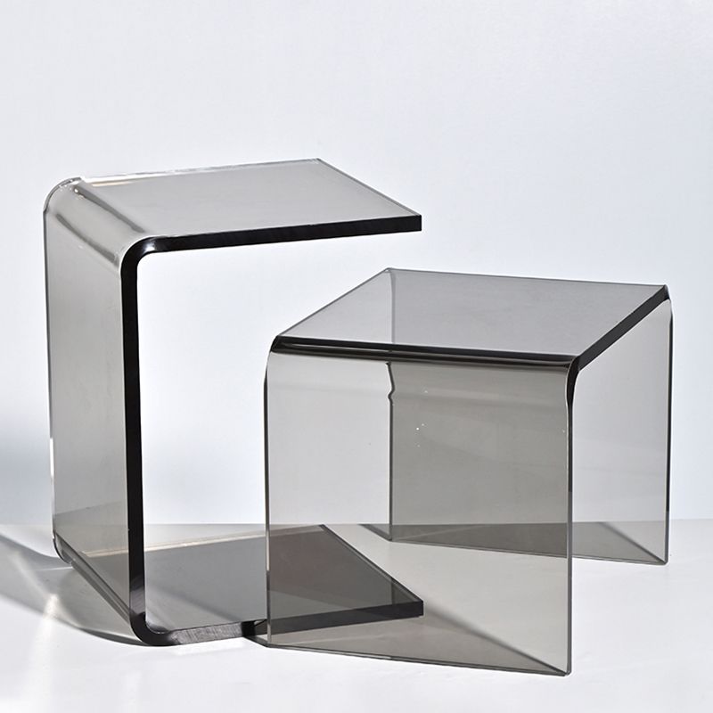 リビングルーム用のモダンな長方形のガラスサイドテーブルスレッドサイドテーブル