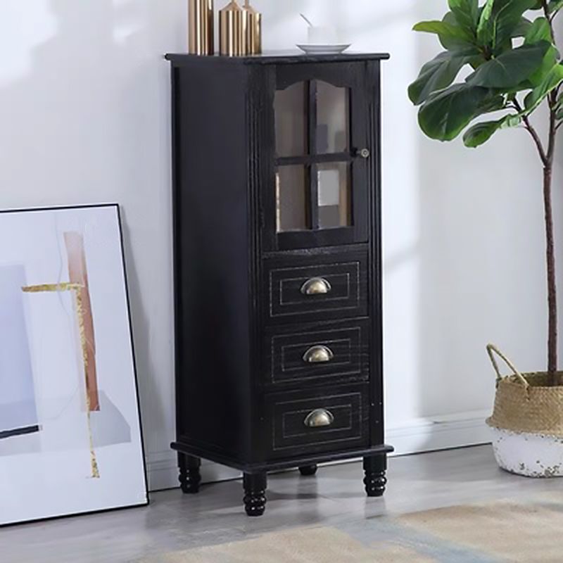 Contemporary 1 - Door 1 Shelves Glass Paned with Drawer Solid Wood Chest