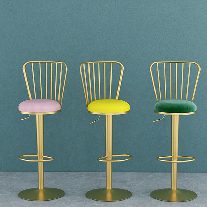 Glam Liftable Backrest Counter Stool Iron Cafe Bar Stool with Cushion and Pedal Clearhalo 'Bar Furniture' 'Bar Stools' 'bar_stools' 'furn' 'furn_bar_stools' 'Furniture' 'furniture_bar_stools' 'Kitchen & Dining Furniture' 1200x1200_e8c59dc5-2ed6-4451-834e-e98f5689bff6