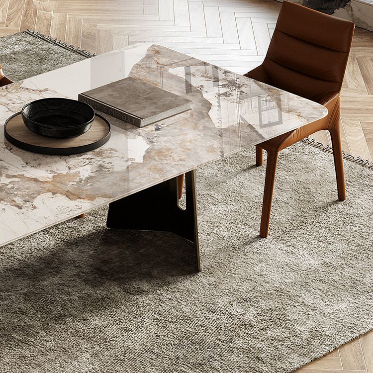 Rectangle Traditional Luxury Table Sintered Stone Table with Gold Double Pedestal Clearhalo ' dining_table' 'Dining Tables & Seating' 'Dining Tables' 'furn' 'furn_dining_table' 'Furniture' 'furniture_dining_table' 'Kitchen & Dining Furniture' 'kitchen&dining_furn' 'kitchen' 'kitchen_dining_table' 1200x1200_e8c5bd72-ac1b-43bc-88c0-efaa3ede28d4